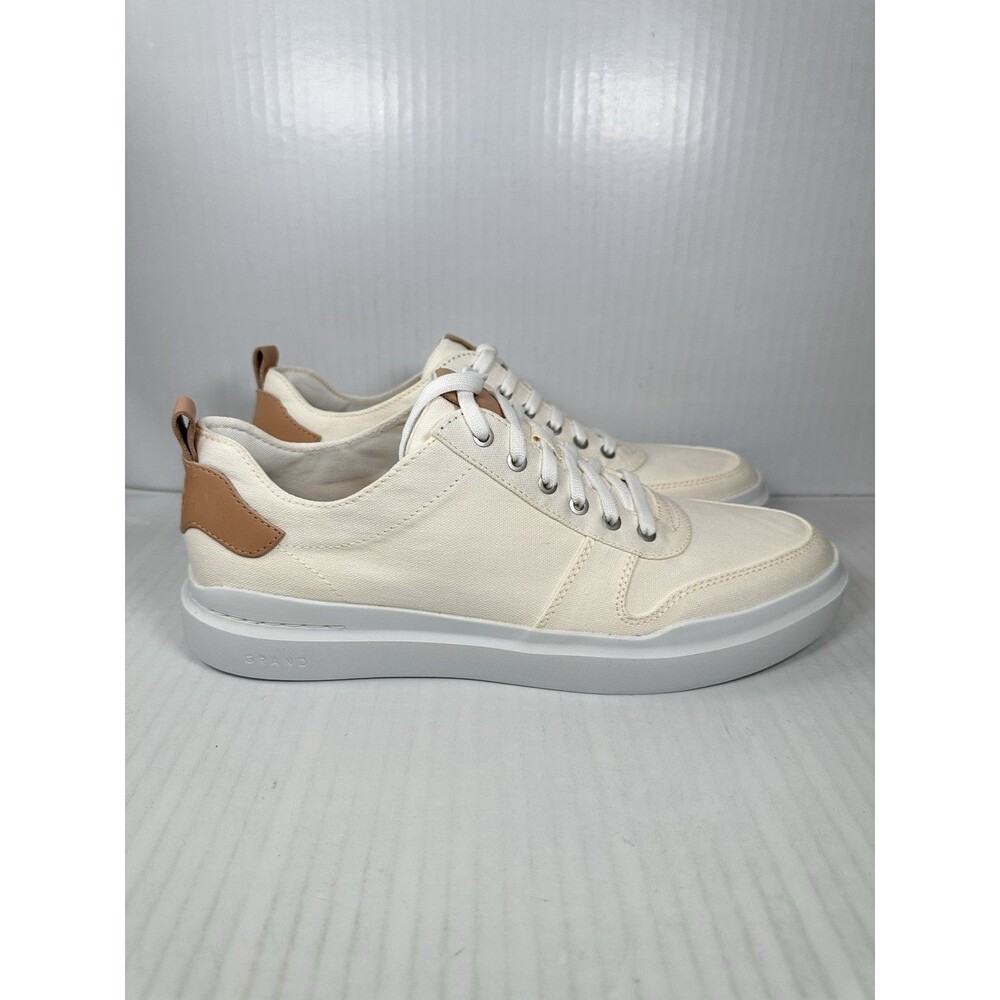 Size 9.5 Cole Haan Men's GrandPro Rally Canvas Court Sneaker Ivory C34713 NEW